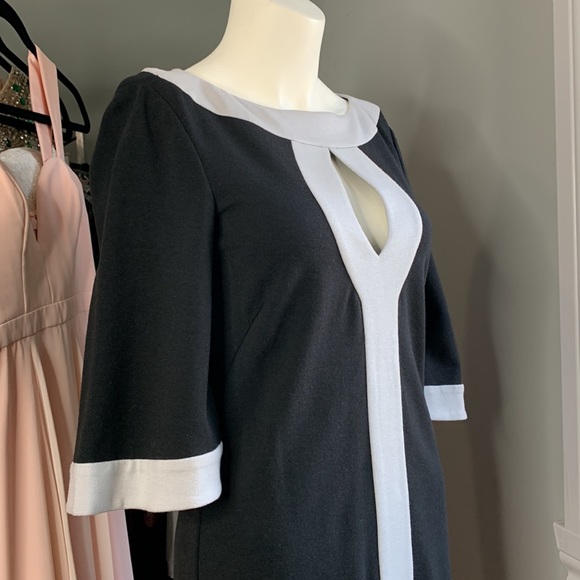 Trina Turk Key hole Shift Black Grey Dress Casual Cocktail Small - Picture 3 of 8